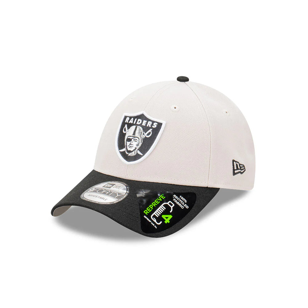 Las Vegas Raiders Hat - Repreve 2-Tone Stone Black NFL 9Forty Strapback Cap - New Era