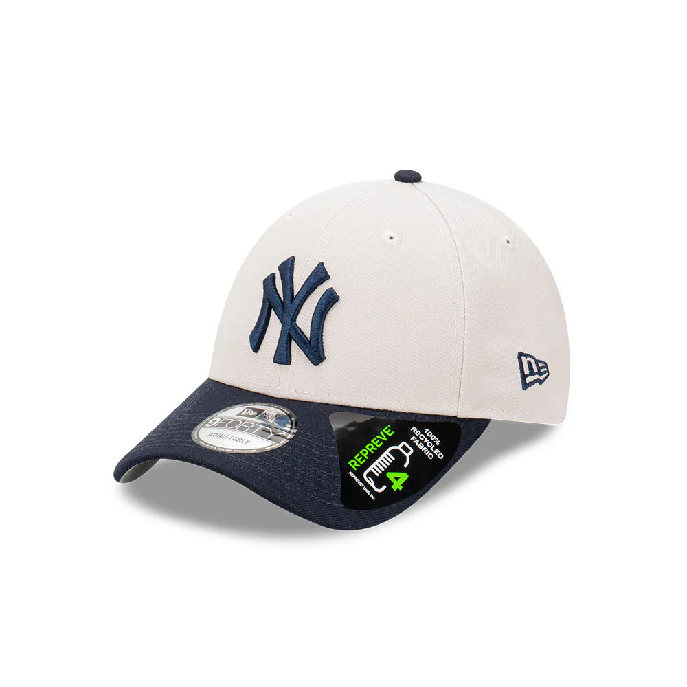 New York Yankees Hat - Repreve 2-Tone Stone Navy MLB 9Forty Strapback Cap - New Era