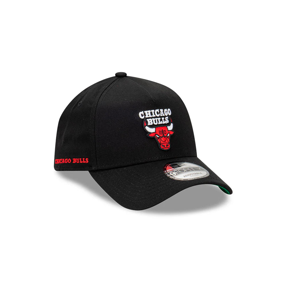 Chicago Bulls Hat - Black 9Forty A-Frame NBA Snapback Cap - New Era