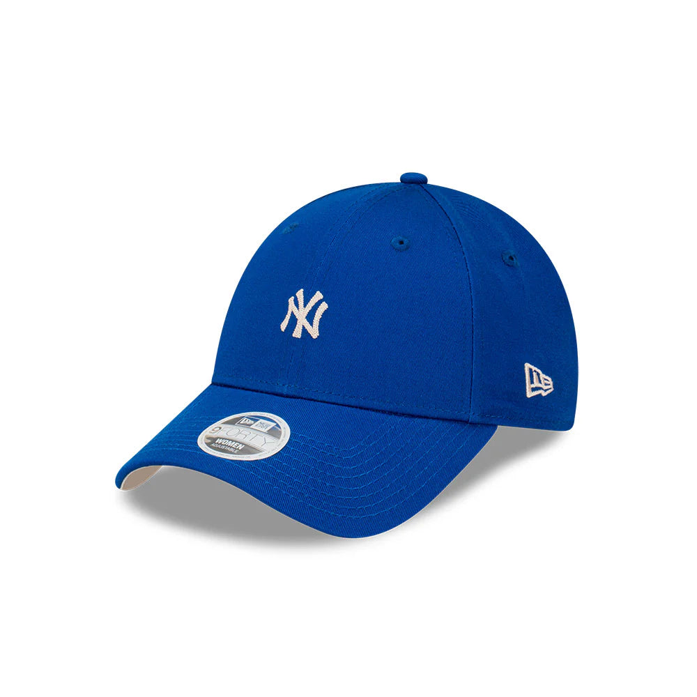 New York Yankees Women's Cap - Mini Chainstitch Royal Blue 9Forty MLB Strapback Hat - New Era
