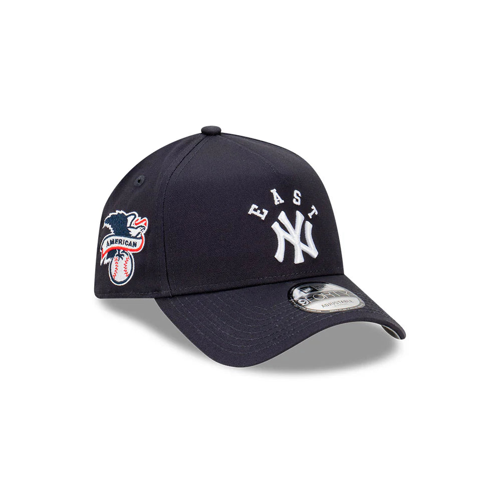 New York Yankees Hat -  East Team Division Navy 9Forty A-Frame MLB Snapback Cap - New Era