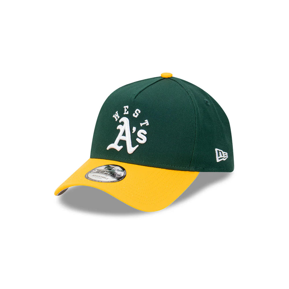 Oakland Athletics Hat - Team Division West 2-Tone Green Yellow 9Forty A-Frame MLB Snapback Cap - New Era