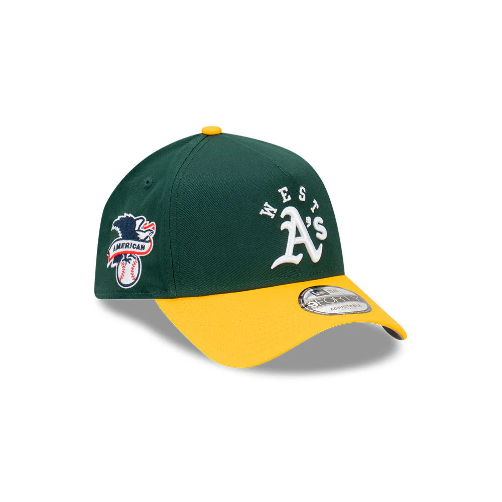 Oakland Athletics Hat - West Team Division 2-Tone Green Yellow 9Forty A-Frame MLB Snapback Cap - New Era
