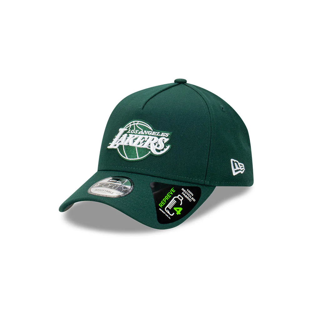 LA Lakers Hat - Repreve Dark Green 9Forty A-Frame NBA Snapback Cap - New Era