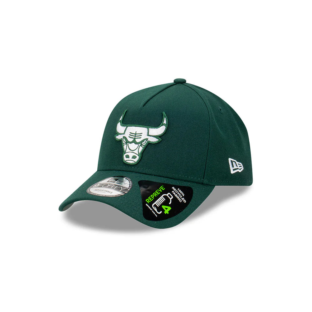 Chicago Bulls Hat - Repreve Dark Green 9Forty A-Frame NBA Snapback Cap - New Era