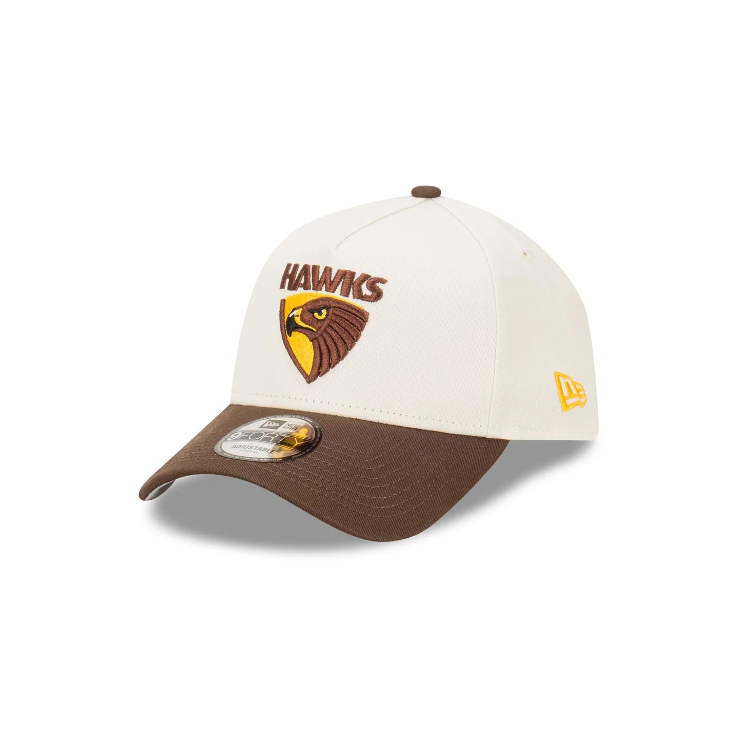 Hawthorn Hawks Hat - 2-Tone Chrome Brown 9Forty A-Frame AFL Snapback Cap - New Era