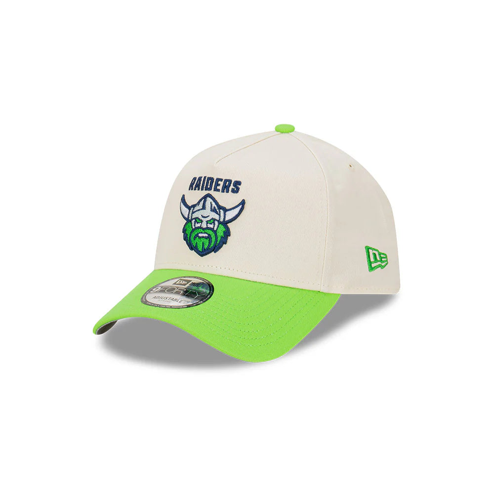 Canberra Raiders Hat - 2-Tone Chrome Green 9Forty A-Frame NRL Snapback Cap - New Era