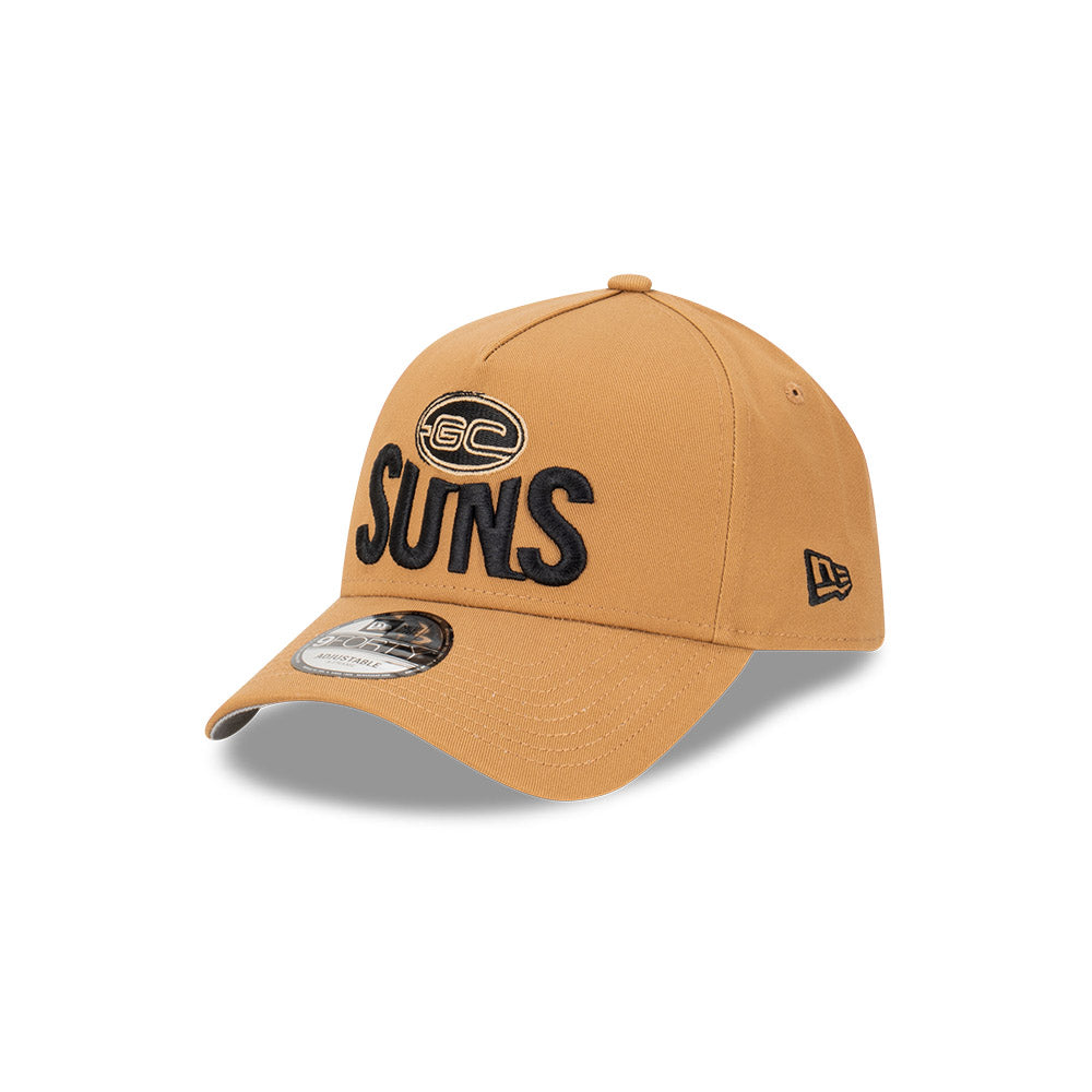 Gold Coast Suns Hat -  Wheat Black 9Forty A-Frame AFL Snapback Cap - New Era
