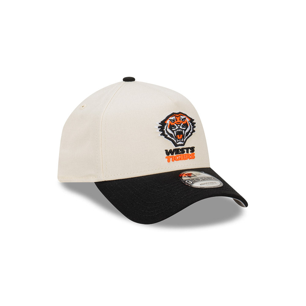 Wests Tigers Hat 2 Tone Chrome Black 9Forty A Frame NRL Snapback Cap New Era