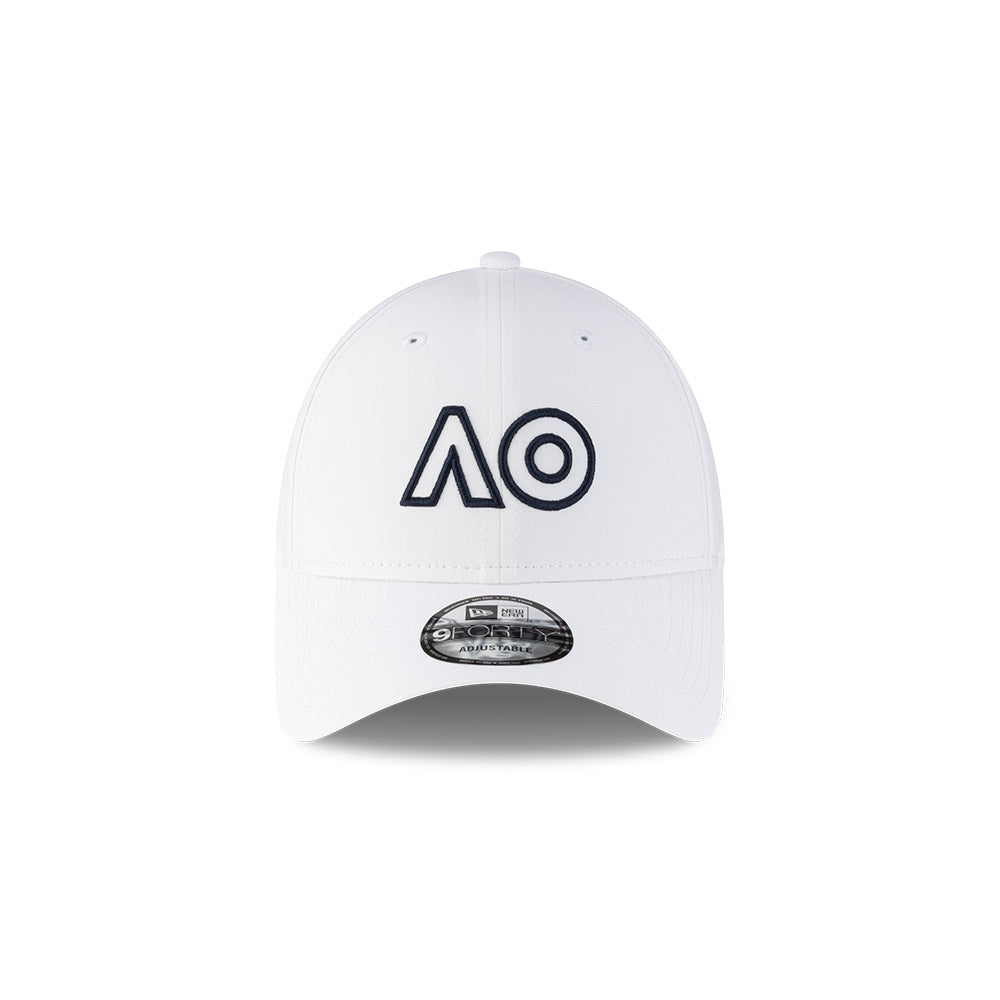 Australian Open Hat - 2026 Core Performance AO White Tennis 9Forty Snapback Cap - New Era