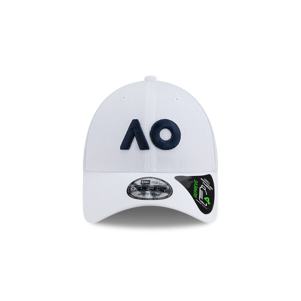 Australian Open Hat - 2026 Core AO White Tennis 9Forty Strapback Cap - New Era
