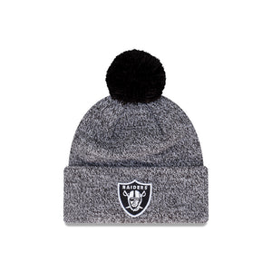 Las Vegas Raiders Beanie Marle Black and White NFL Pom Knit New Er