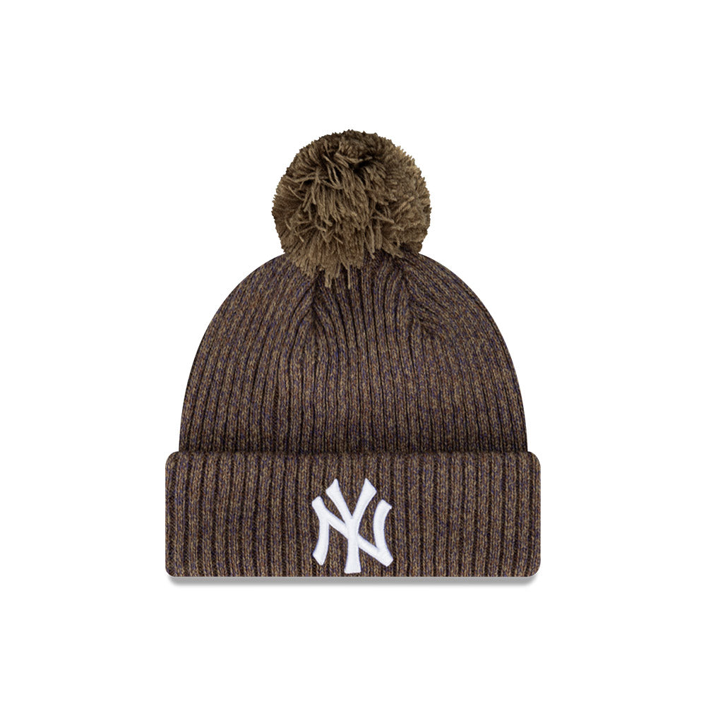New York Yankees Beanie - Seasonal Speckle Olive MLB Pom Knit - New Era