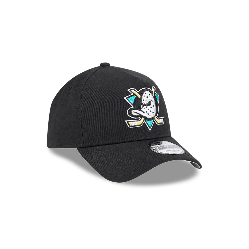 Anaheim Ducks Hat - Black Retro 9Forty A-Frame NHL Snapback Cap - New Era