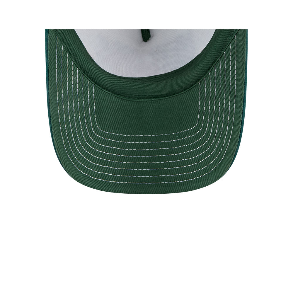 New York Yankees Hat - MLB Olive Green Script Foam Palette 9Forty A-Frame Trucker Snapback - New Era