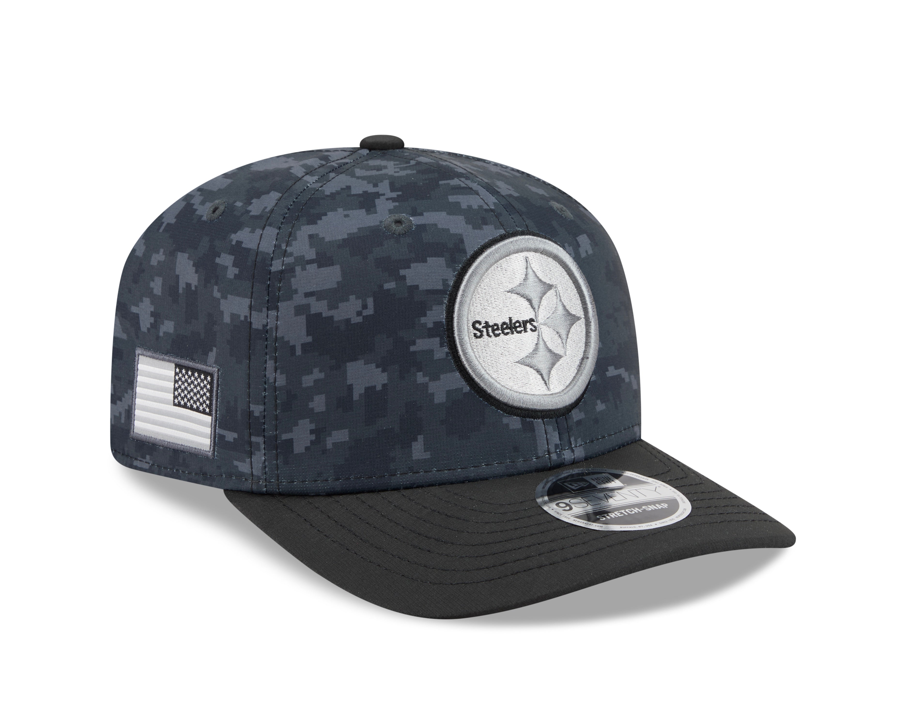 Pittsburgh Steelers Hat - Dark Camo Salute To Service NFL 9Seventy Adjustable Stretch Snapback Cap - New Era