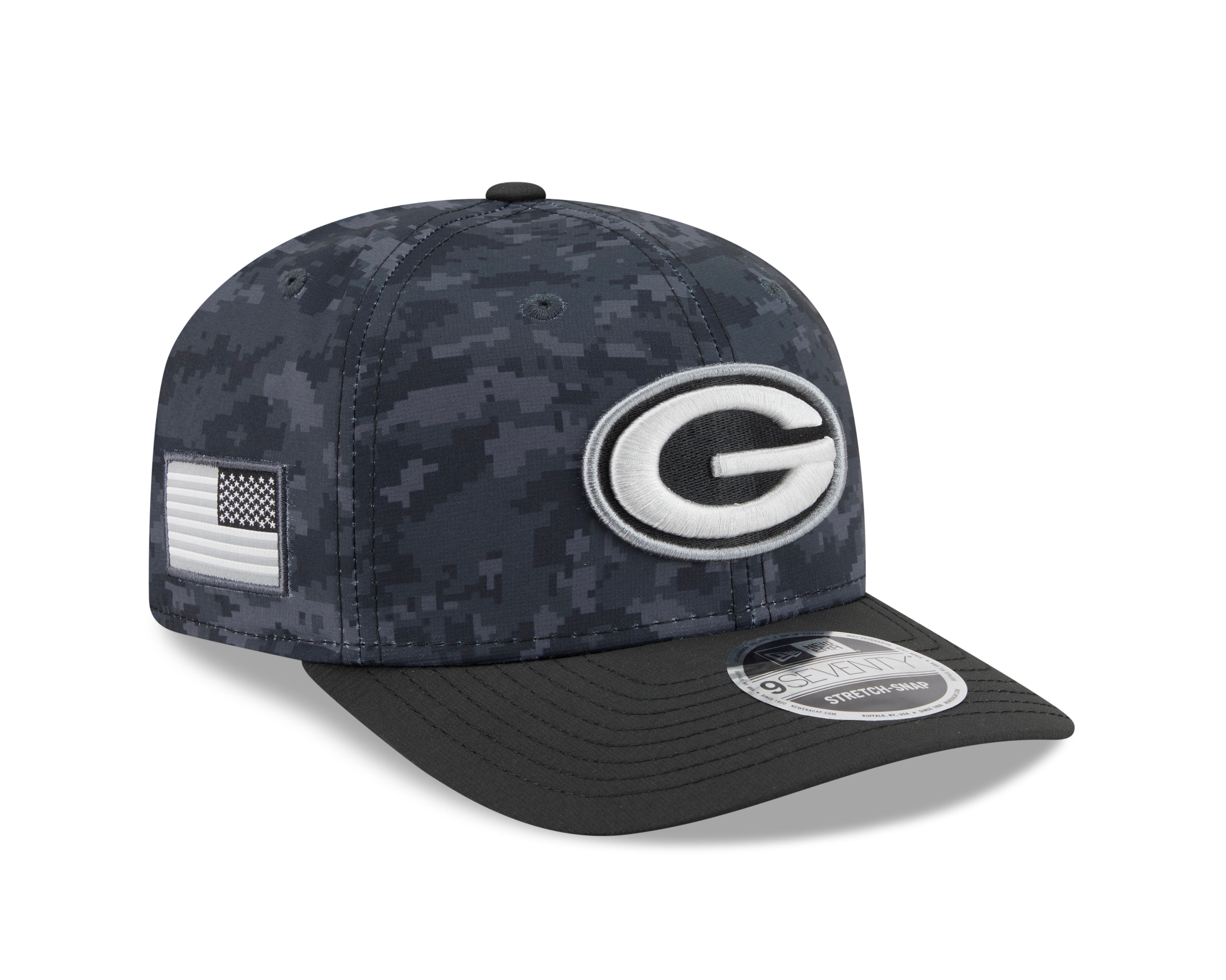 Green Bay Packers Hat - Dark Camo Salute To Service NFL 9Seventy Adjustable Stretch Snapback Cap - New Era
