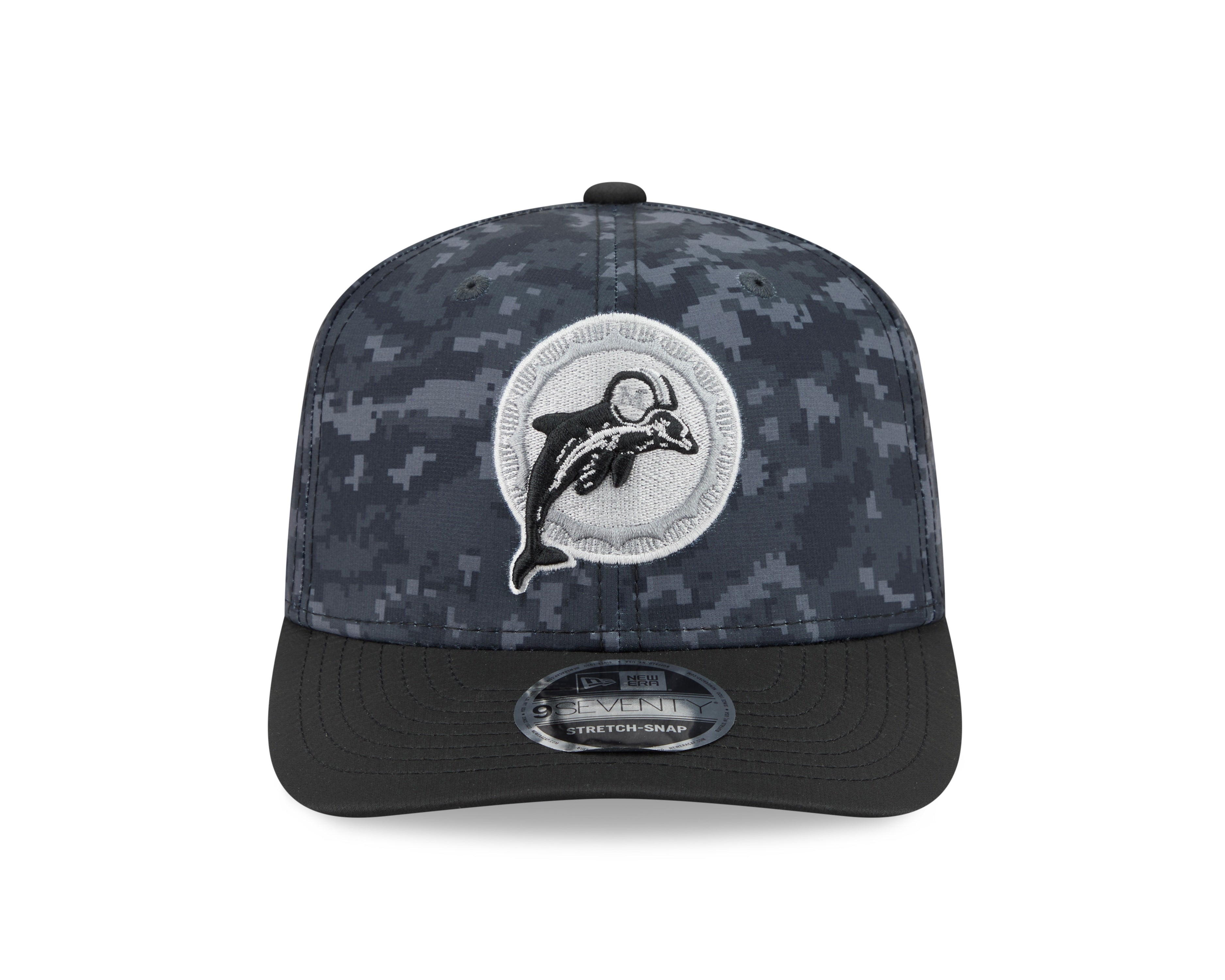 Miami Dolphins Hat - Dark Camo Salute To Service Alternate NFL 9Seventy Adjustable Stretch Snapback Cap - New Era