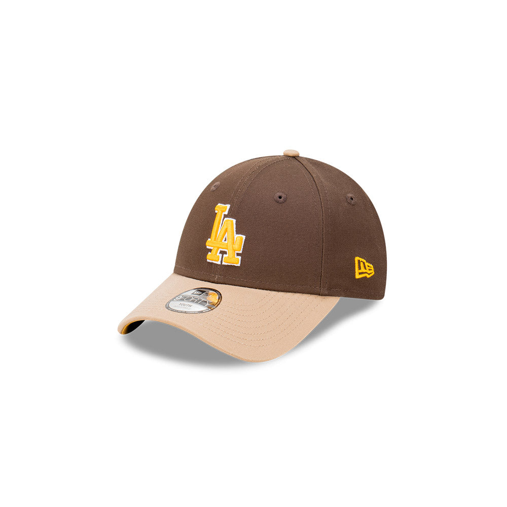 LA Dodgers Kids Hat Brown 2 Tone Rocky Road 9Forty Kids MLB Snapback Cap New Era