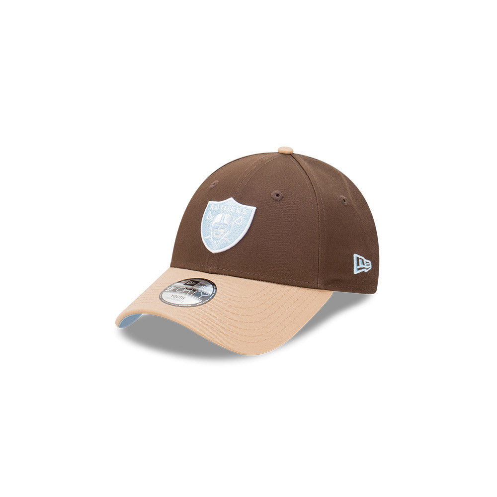 Las Vegas Raiders Kids Hat - Brown 2-Tone Rocky Road 9Forty Kids NFL Snapback Cap - New Era