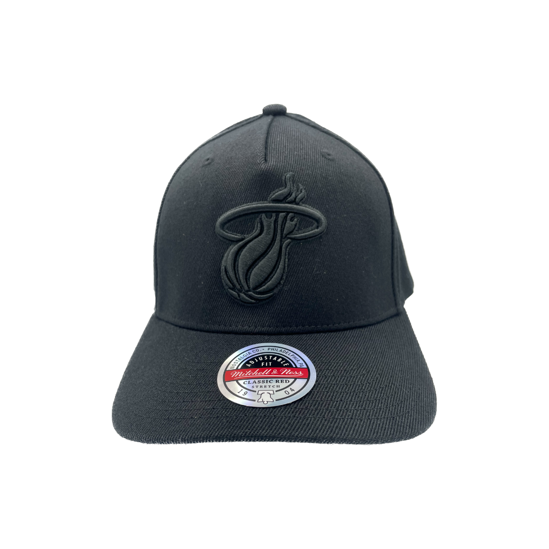 Miami Heat Hat - Black With Black Logo Redline NBA Snapback Cap - Mitchell & Ness