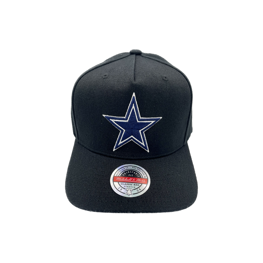 Dallas Cowboys Hat - NFL Black Team Evergreen Wide Receiver Snapback - Mitchell & Ness
