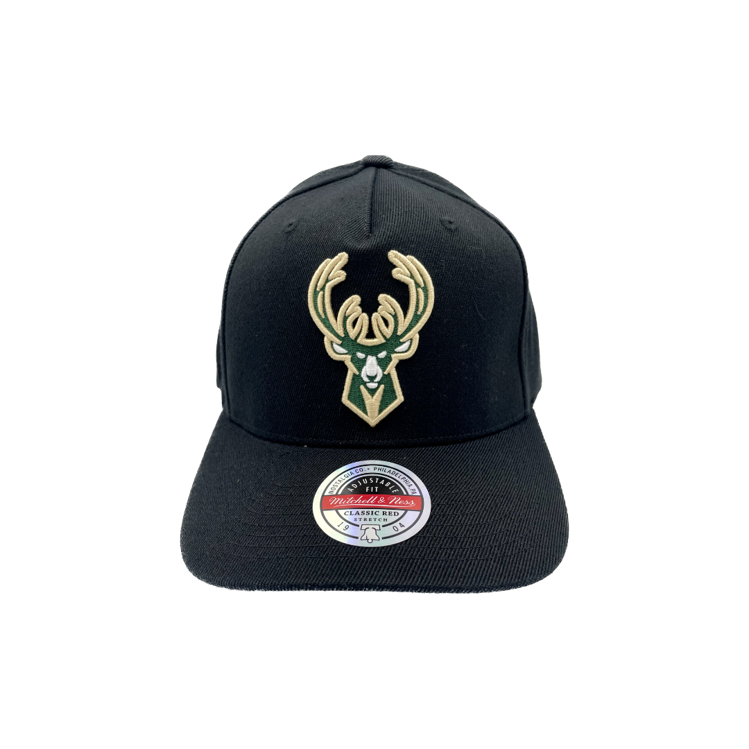 Milwaukee Bucks Hat - Black Team Colour Logo Redline Snapback Cap - Mitchell & Ness