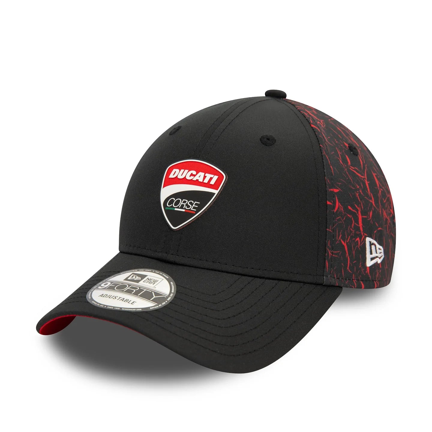 Ducati Racing Hat - MotoGP Crinkle AOP Black 9Forty Strapback Cap - New Era