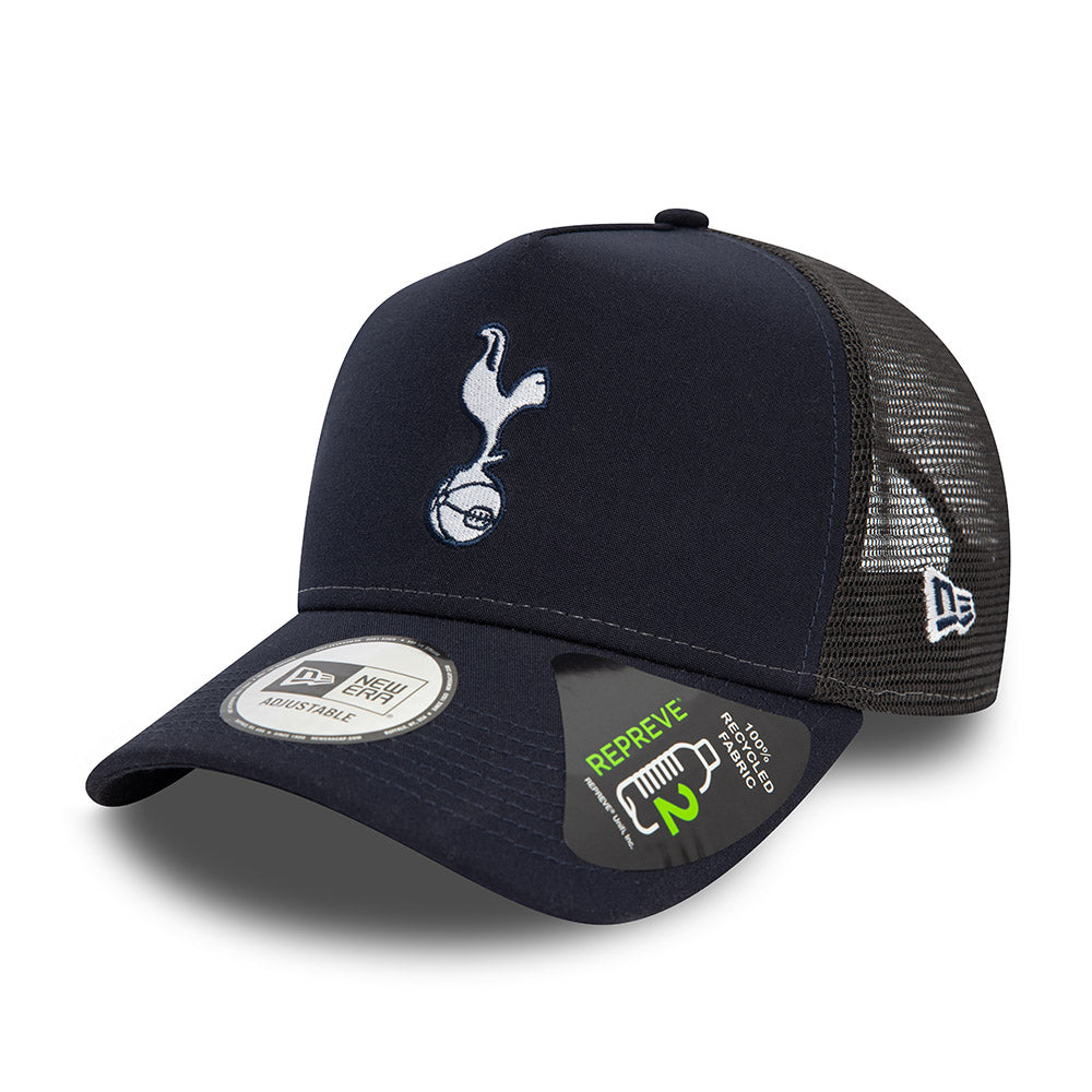 Tottenham Hotspur FC Hat - Navy Repreve EPL 9Forty A-Frame Trucker Snapback Cap - New Era