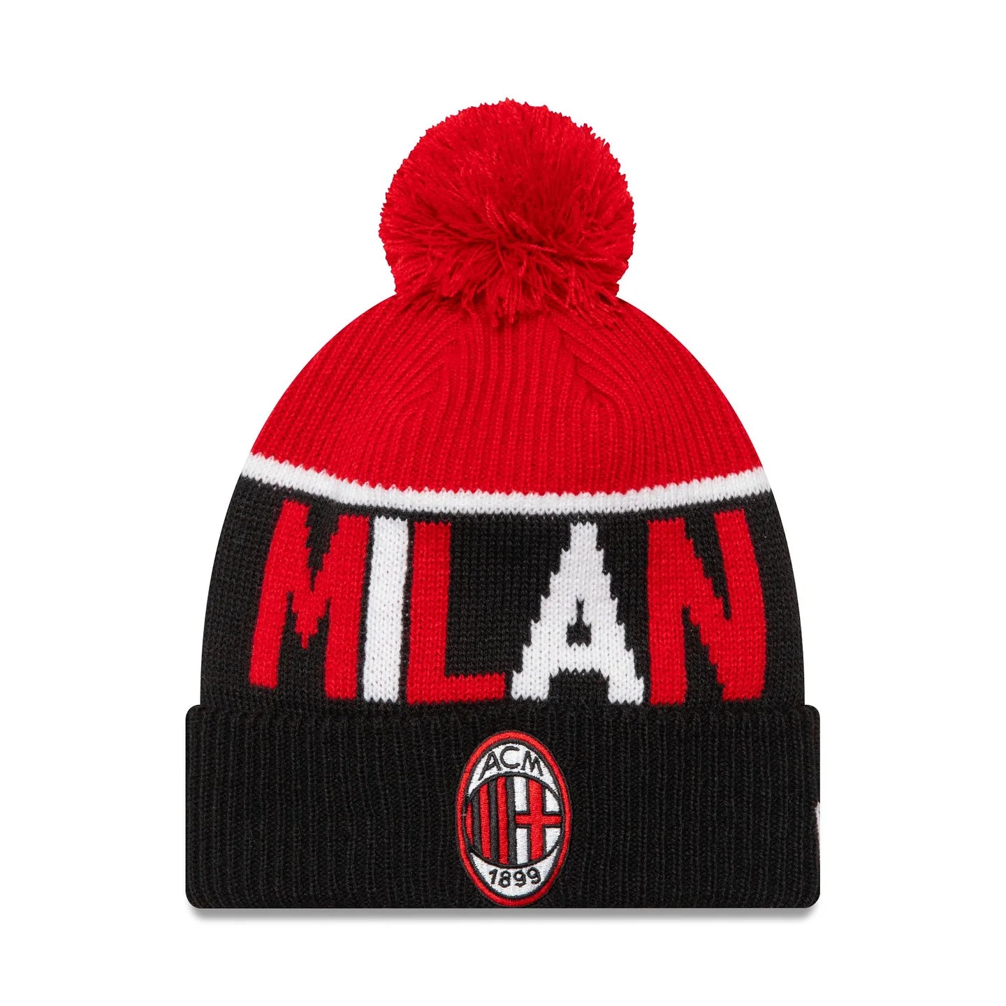 AC Milan Beanie - Black Red Sport Serie A Pom - New Era