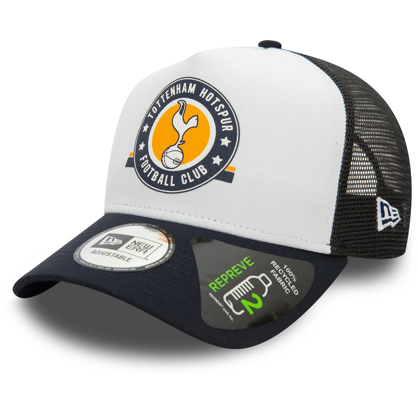 Tottenham Hotspur FC Hat - Navy Graphic Repreve EPL 9Forty A-Frame Trucker Snapback Cap - New Era