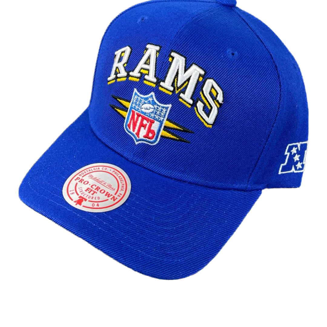 LA Rams Hat - Blue Diamond Logo Pro Crown Snapback - Mitchell & Ness