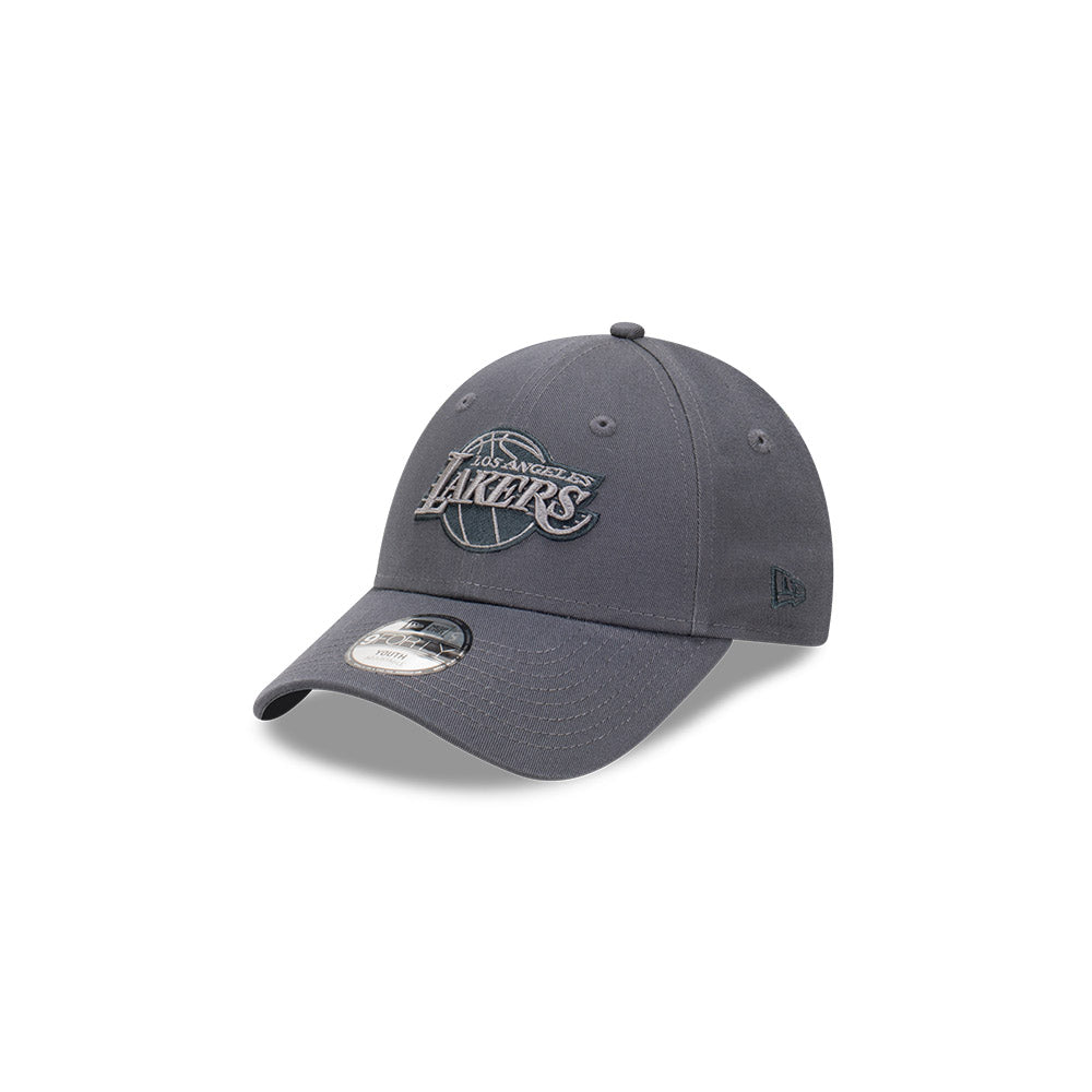 LA Lakers Youth Hat - Monochrome Graphite Grey 9Forty Kids NBA Snapback Cap - New Era