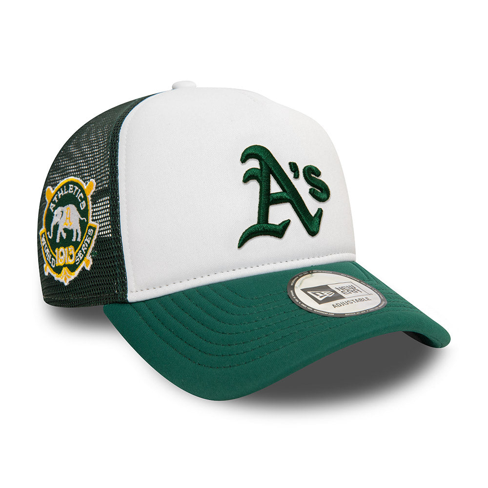 Oakland Athletics Hat - MLB World Series Dark Green Foam Palette 9Forty A-Frame Trucker Snapback - New Era