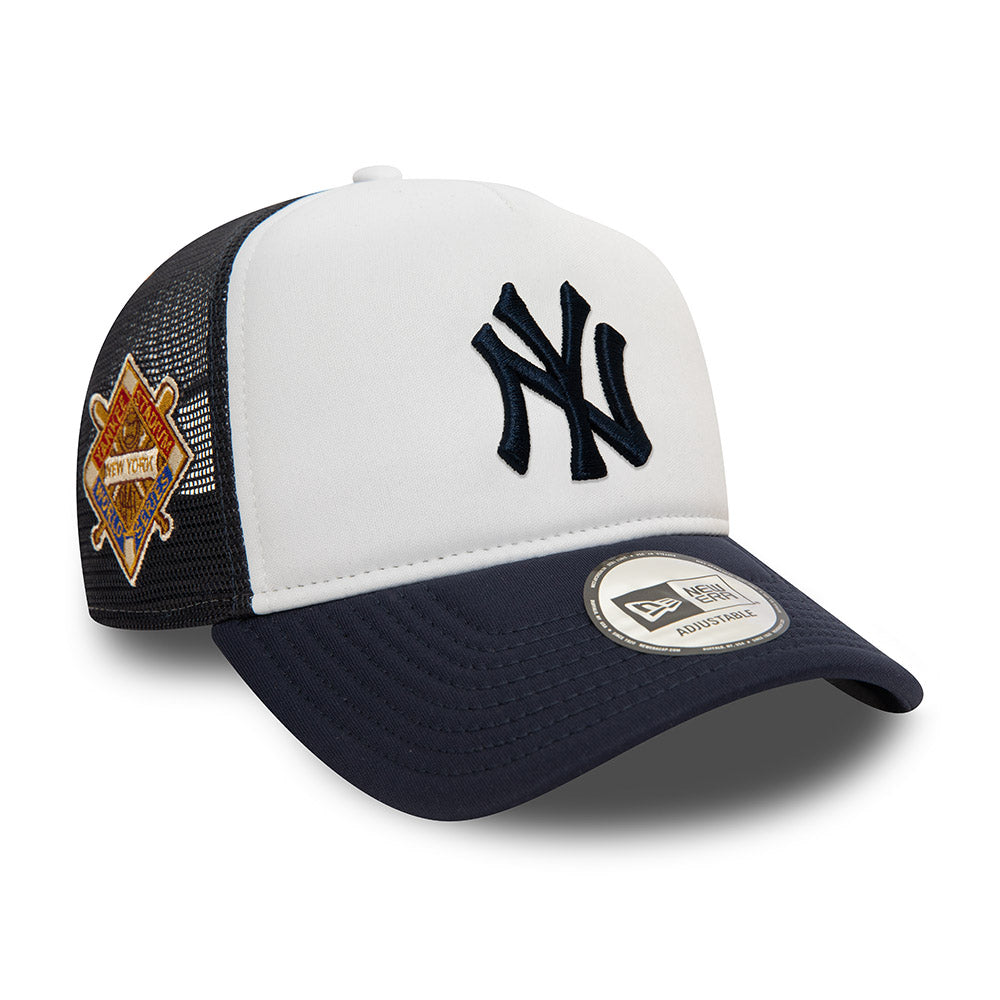 New York Yankees Hat - MLB World Series Navy Foam Palette 9Forty A-Frame Trucker Snapback - New Era