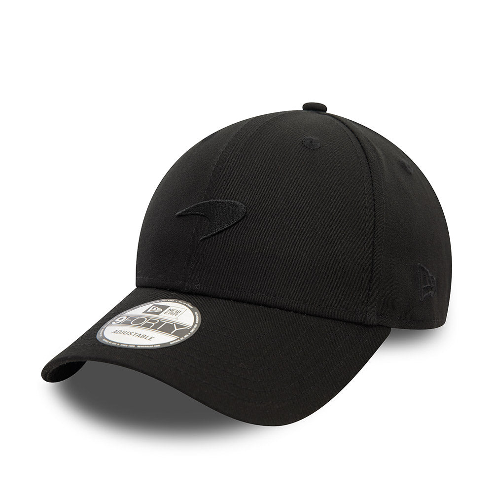 McLaren F1 Racing Hat - Seasonal Black Logo on Black 9Forty Formula 1 Strapback Cap - New Era