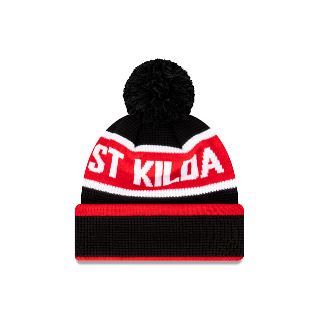 St Kilda Saints Beanie - AFL Waffle Wordmark Pom Knit - New Era