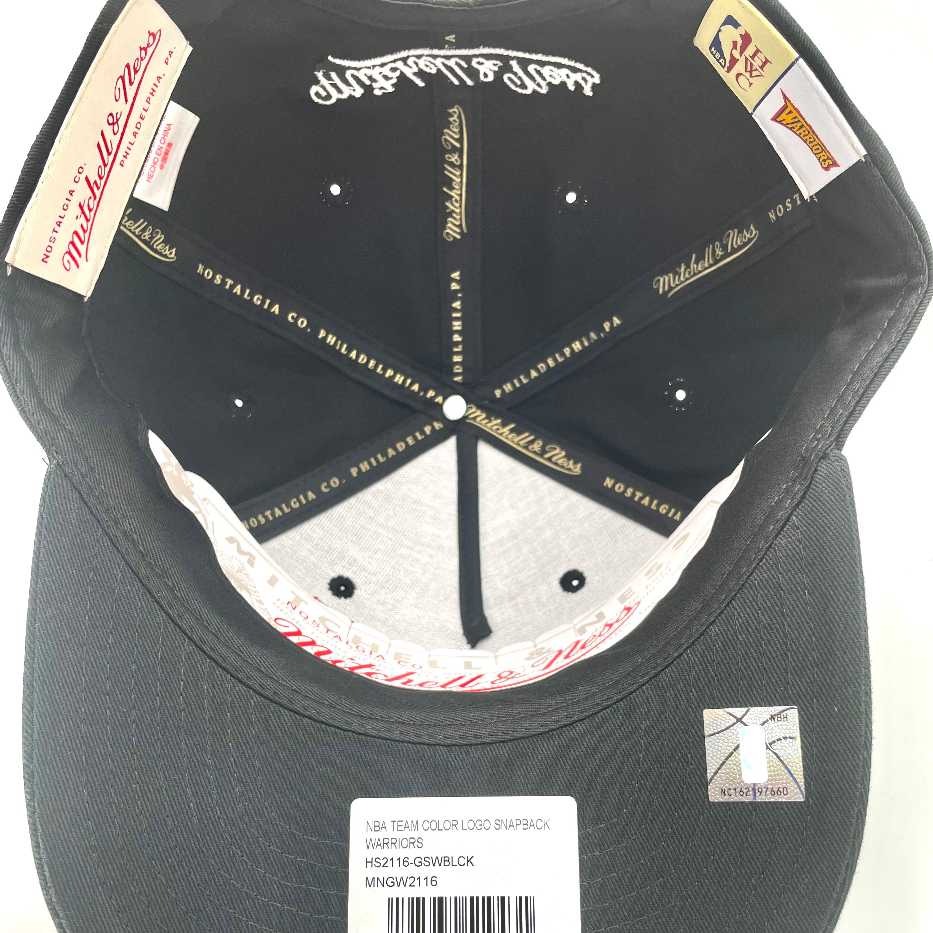 Golden State Warriors Hat - Black NBA Team Colour Logo Hardwood Classic Snapback Cap - Mitchell & Ness