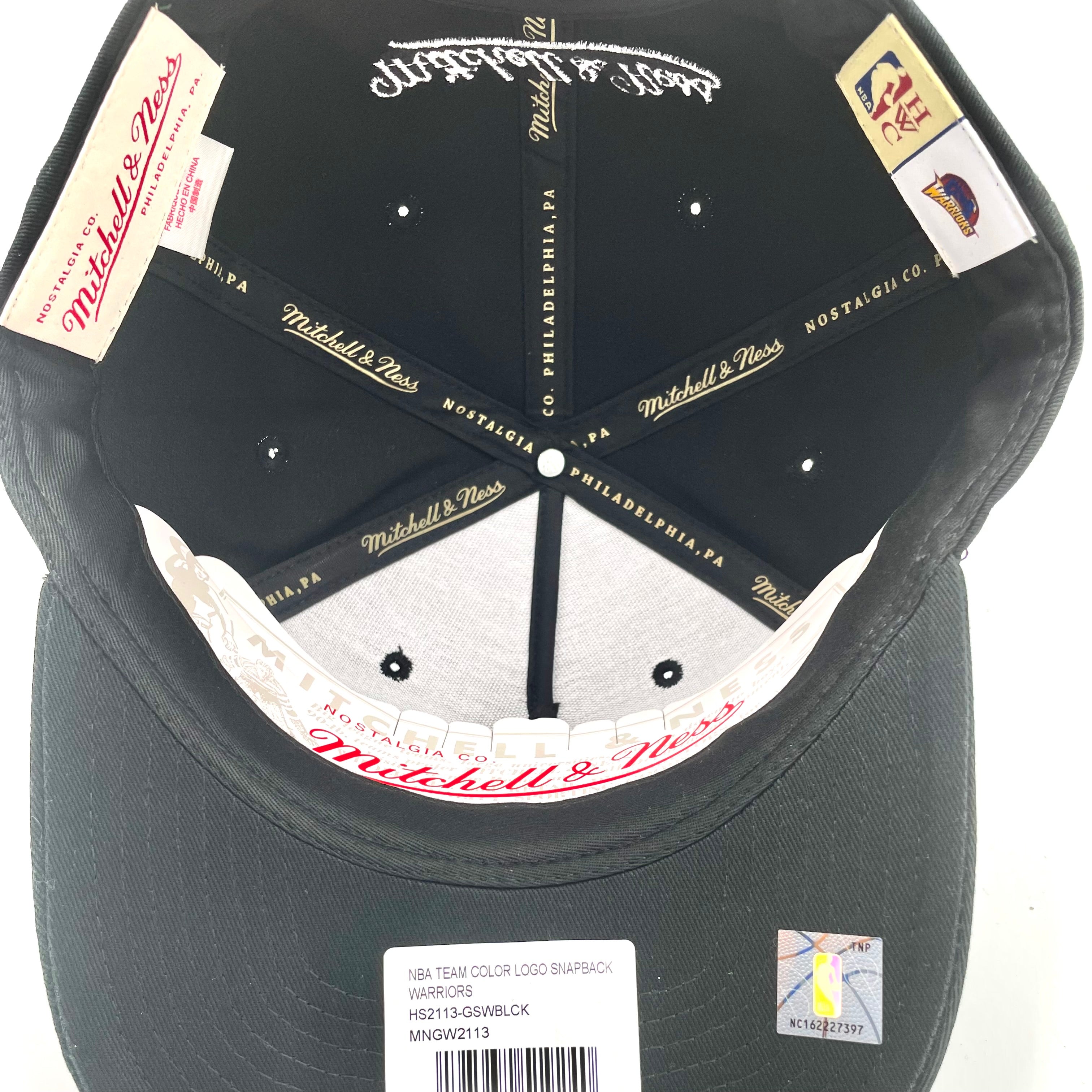 Golden State Warriors Hat - Black NBA Team Colour Logo Hardwood Classic Snapback Cap - Mitchell & Ness