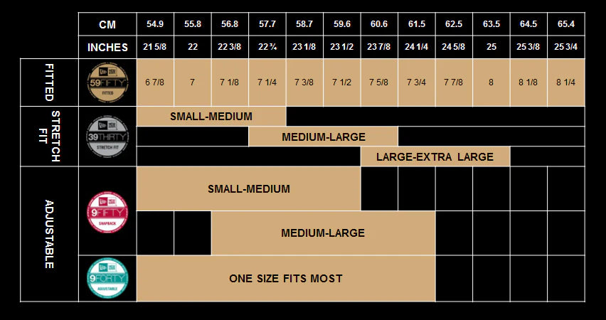New era 9forty size chart shop
