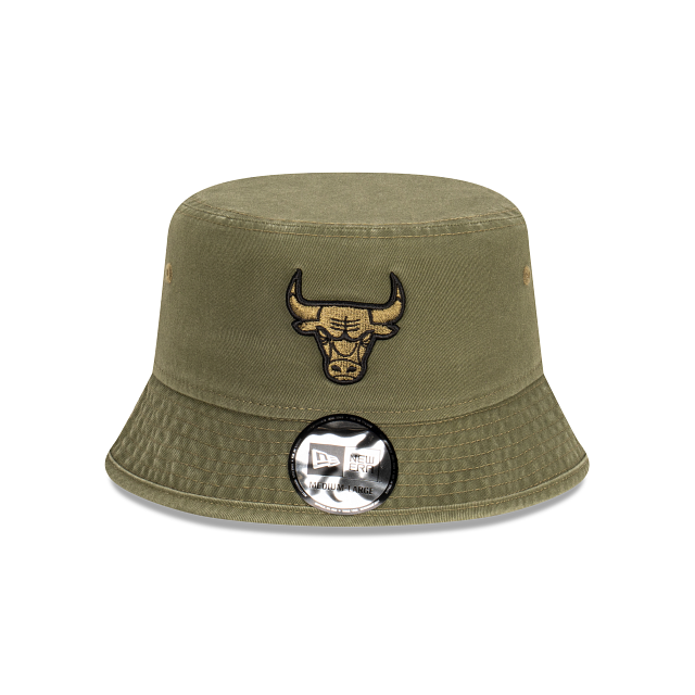 Chicago Bulls Bucket Hat Washed Olive NBA Bucket New Era
