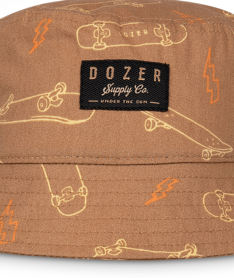 Dozer Baby Boys Bucket Hat - Rust Skateboard Design - Bowrall