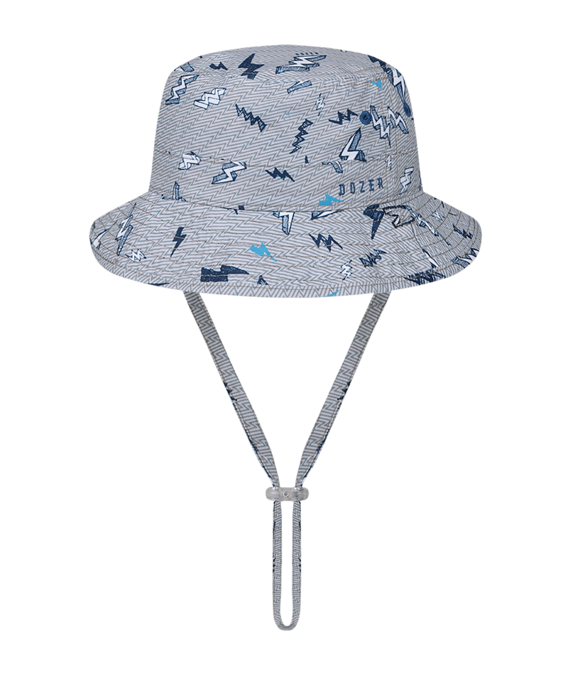 Dozer Boys Bucket Hat - Grey Thunderbolts Zap - Hat Locker Australia