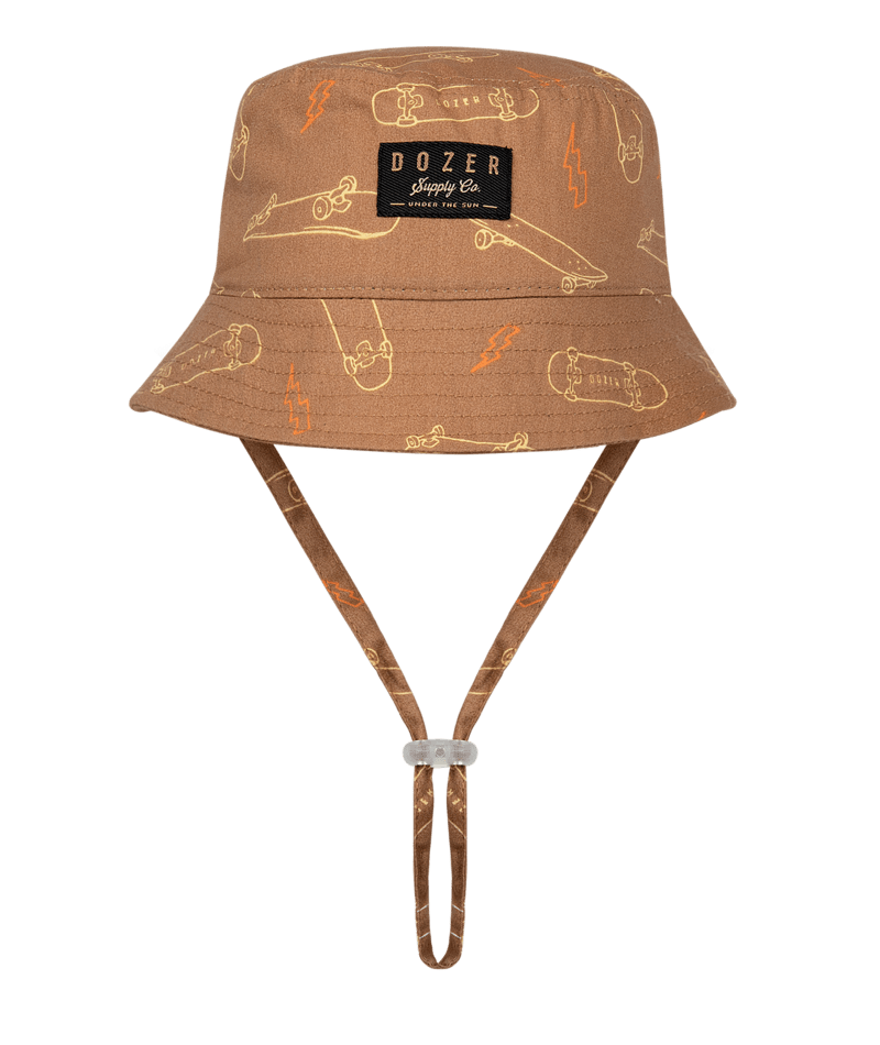 Dozer Baby Boys Bucket Hat - Rust With Skateboard Print - Bowrall - With 50+ UPF Protection