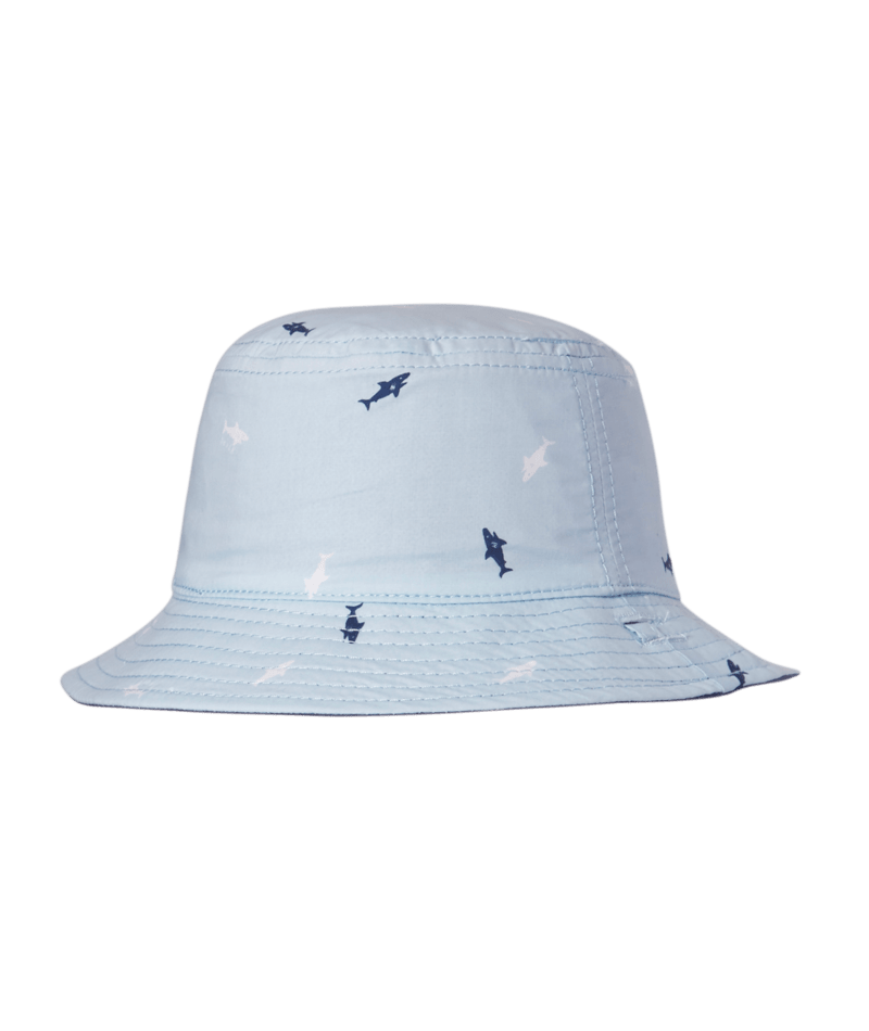 Dozer Baby Boys Bucket Hat - Blue Shark Print - Deep Sea