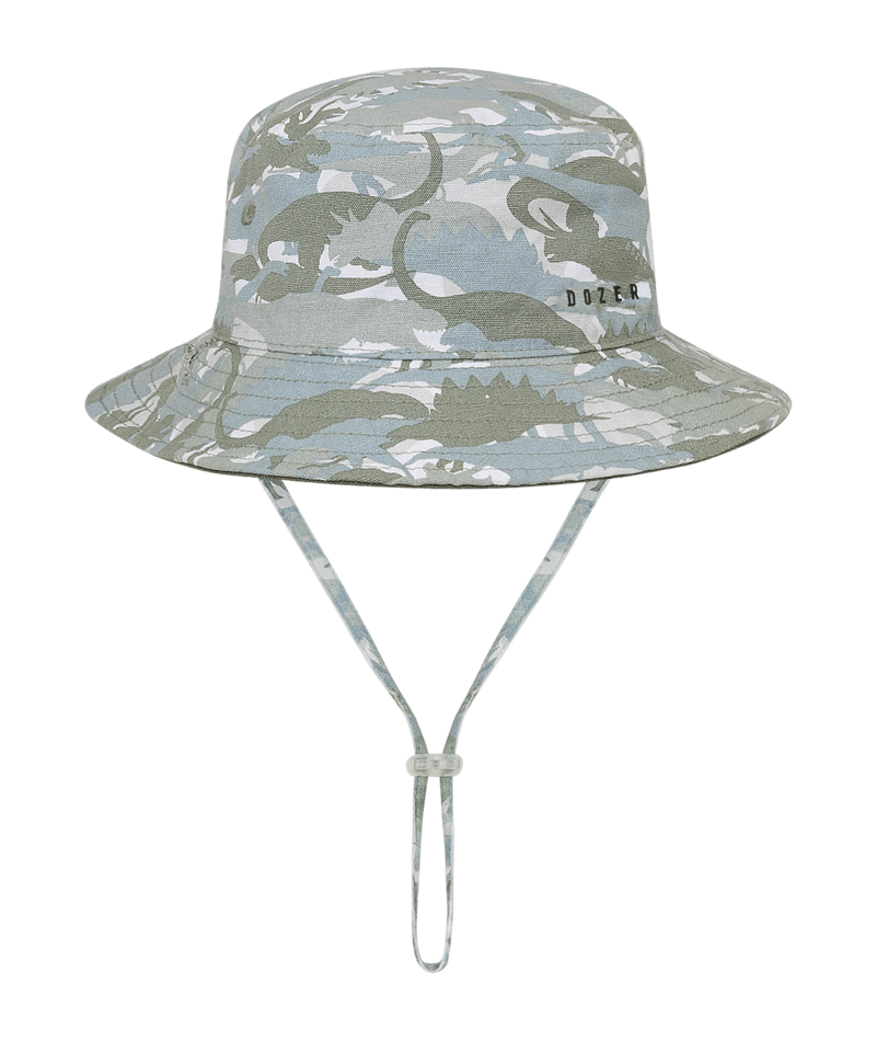 Dozer Boys Bucket Hat - Camo Dinosaur Print - Clifton Reversible Bucket - 50+ UPF protection