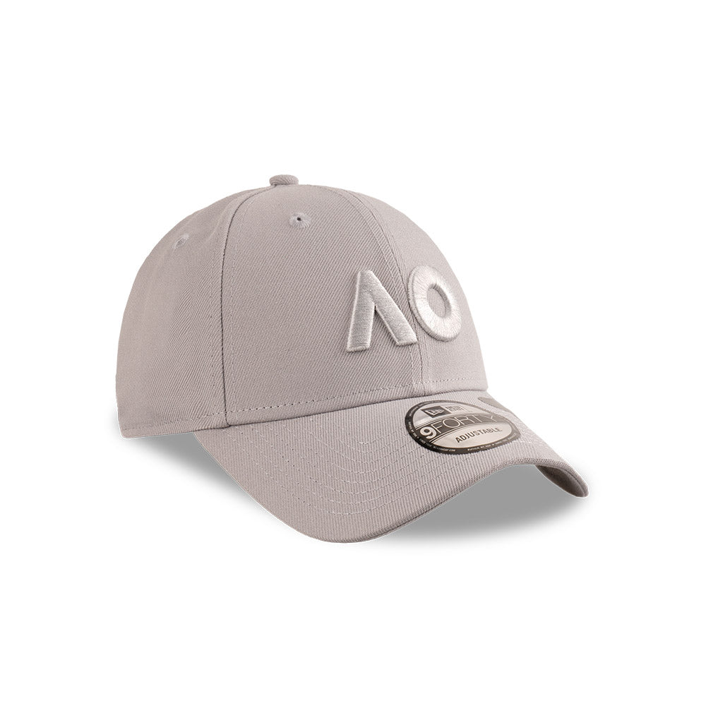 Australian Open Hat - 2025 Core Tonal Repreve AO Graphite Grey Tennis 9Forty Strapback Cap - New Era
