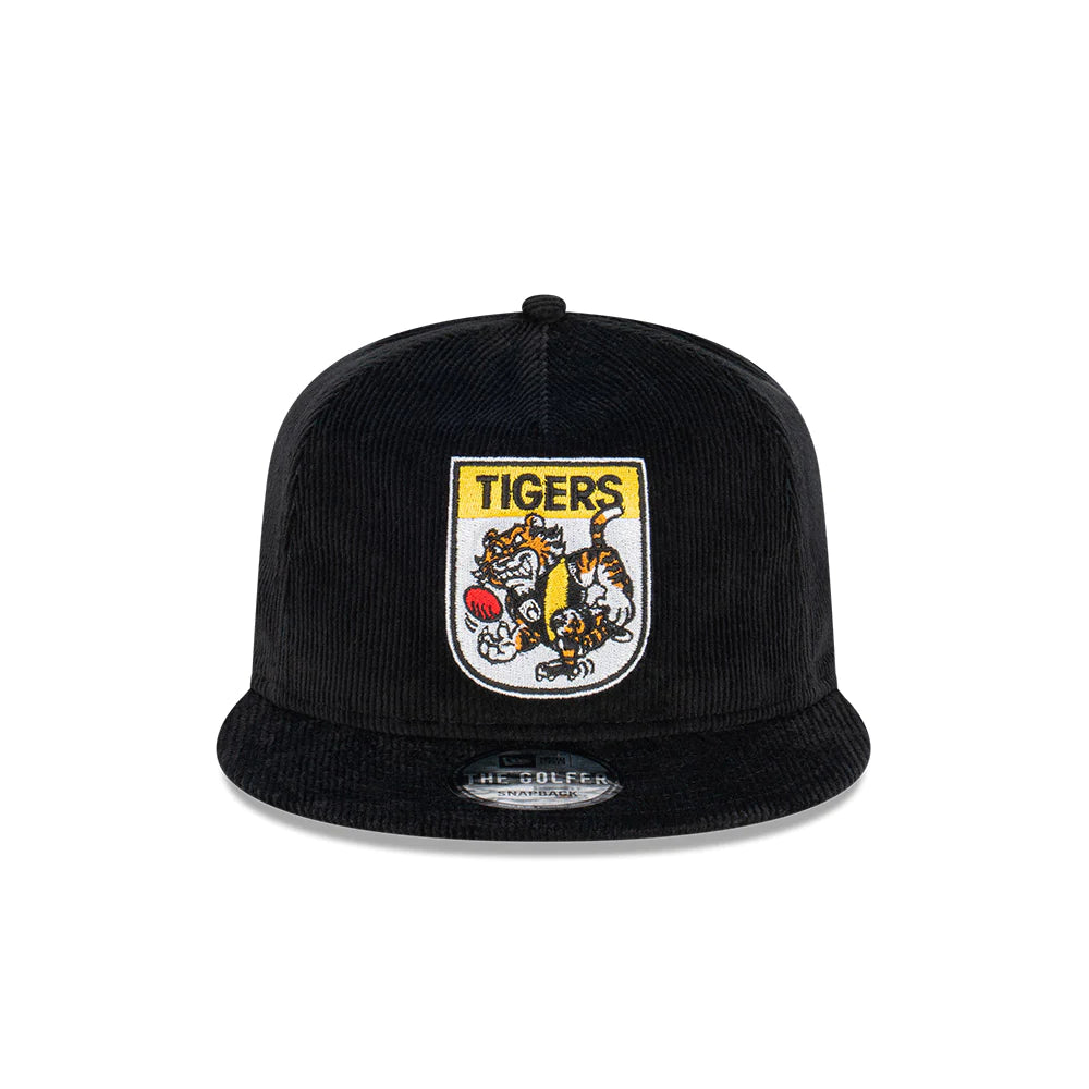 Richmond Tigers Hat - 2023 AFL Mascot Black Corduroy The Golfer Snapback Cap - New Era