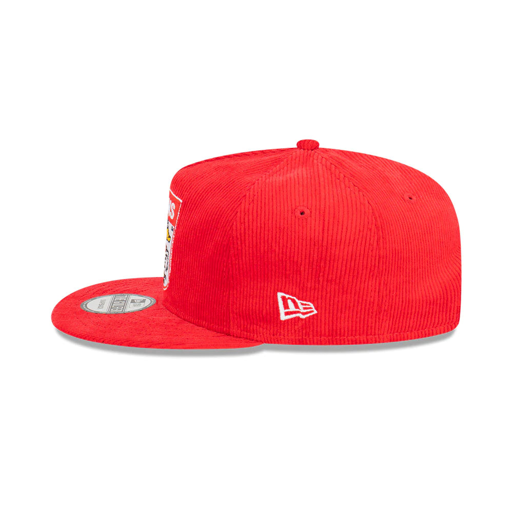 Sydney Swans Hat - 2023 AFL Mascot Red Corduroy The Golfer Snapback Cap - New Era