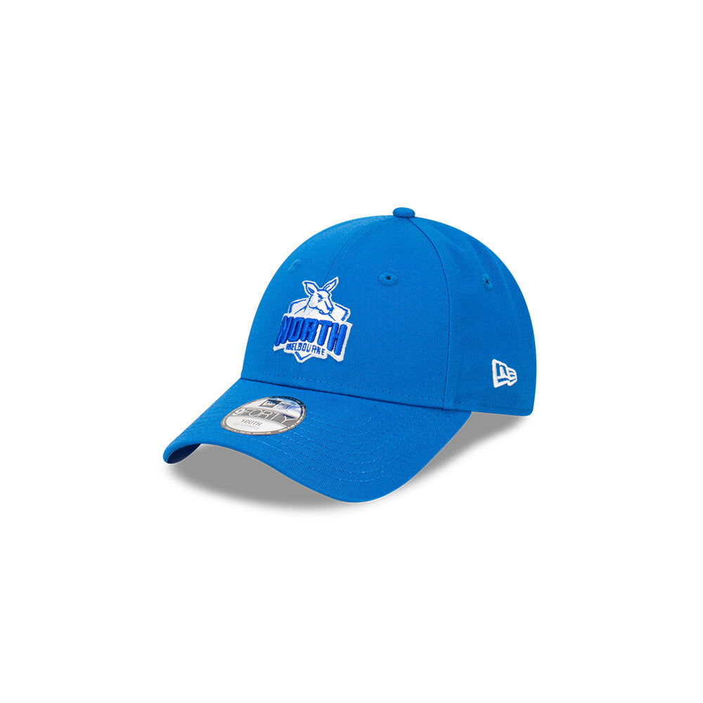 North Melbourne Kangaroos Youth Hat - AFL 2024 Official Team Colour 9Forty Kids Strapback Cap - New Era